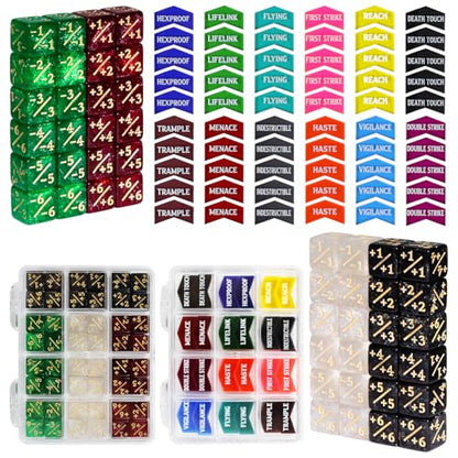 108PCS MTG Keyword Tokens & 12mm MTG Life Counter Dice Set for Magic Card