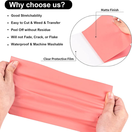 VINYL FROG Heat Transfer Vinyl Roll HTV Vinyl - 12" x12ft Coral Iron on Vinyl for T-Shirts, Heat Press Vinyl for DIY Craft Designs (Coral)