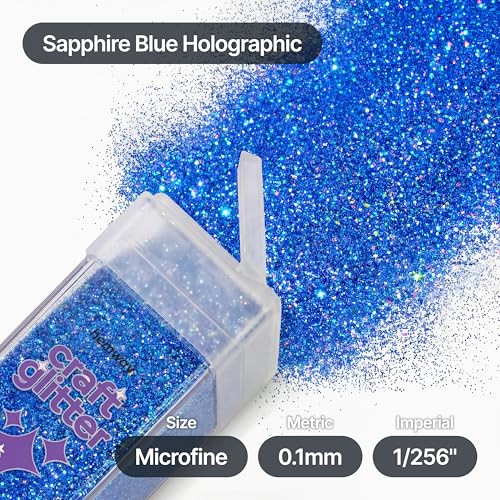Craft Glitter Shaker Sapphire Blue Holographic 130g Microfine (3.8 Ounce)