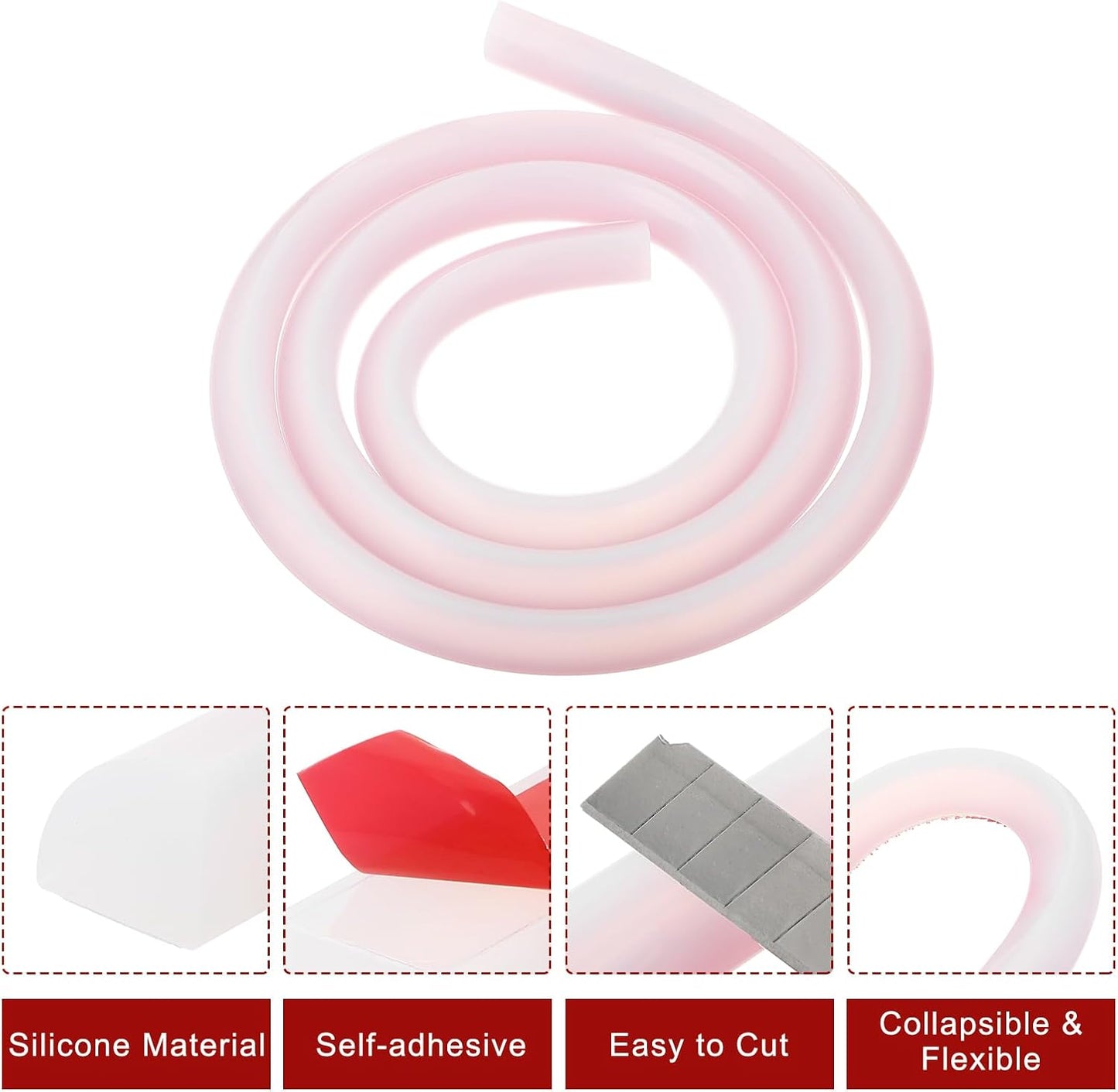 uxcell Flexible Molding Trim, 59 Inch Flexible Quarter Round Molding Silicone Peel and Stick Trim Self Adhesive Shower Water Barrier for Corner Decor Bathroom Kitchen, Transparent