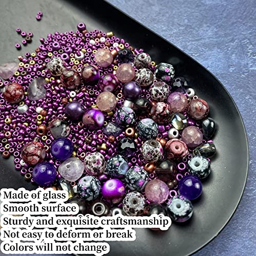 Assorted Glass Resin Beads Multi Size Colors Smooth Cracked Gravel Millet Spacer Beads for Bracelets Necklace Earring DIY Jewelry Making Craft