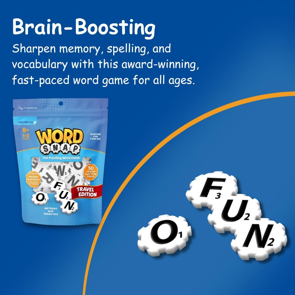 Word Strategy Game Travel Edition, Word Puzzle for Adults, Family, and Kids, Fun Game for Ages 8+, Travel Size, 1-2 Players