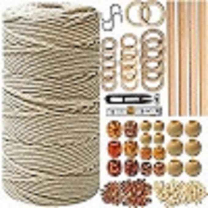Macram Kit - 227pc Macram Wall Hanging Kit. Macram Plant Hanger Kit Supplies 225y Macram Cord 3mm Beads Wood Dowels Rings E Book. Macram Starter Set Hanging Plant DIY Craft Safe Kits Adults Beginners