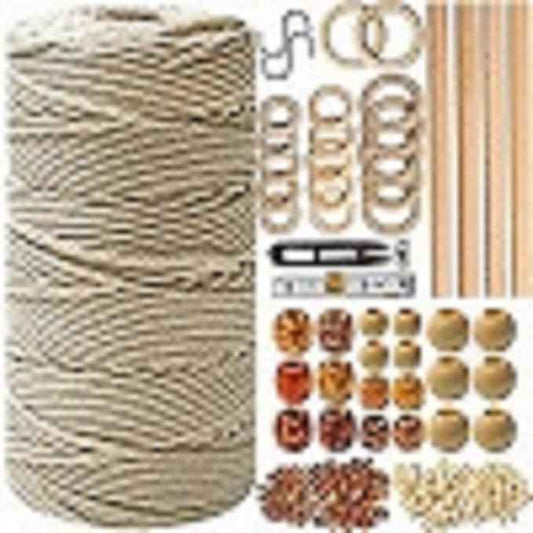 Macram Kit - 227pc Macram Wall Hanging Kit. Macram Plant Hanger Kit Supplies 225y Macram Cord 3mm Beads Wood Dowels Rings E Book. Macram Starter Set Hanging Plant DIY Craft Safe Kits Adults Beginners