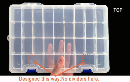 Qualsen Plastic Organizer Storage Box with Adjustable Dividers, Fishing Tackle Box and Bead Organizer Box for Jewelry, Beads, Earrings, Tools, Fishing Hooks, and Small Accessories（34 Grid）
