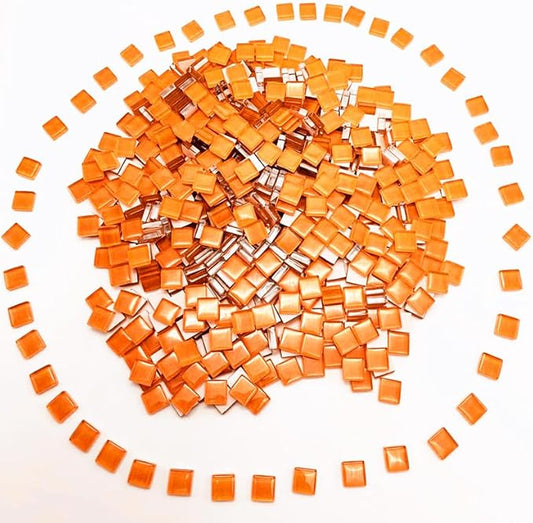 500G/ 1.1LB Bulk Crystal Mosaic Tiles, Assorted Color Opaque Mosaic Glass Crafts Supplies Handmade Crafts for DIY Picture Coaster Home Kitchen Bathroom Mosaic Decoration(0.4x0.4 inch,Orange)