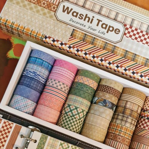 Washi Tape Set 42 Rolls Vintage Plaid Colored Decorative Scrapbook Tape