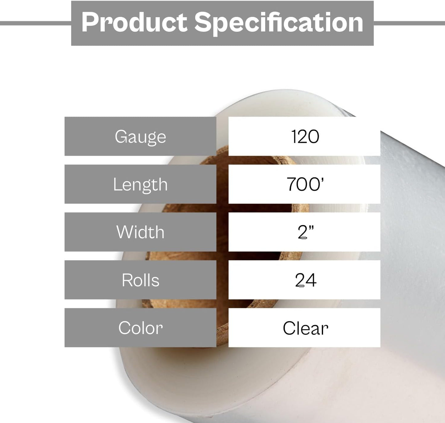 PSBM Mini Stretch Wrap with Handle, 24 Pack, 2 Inch x 700 Feet, 120 Gauge, Clear, Small Plastic Cling Film for Pallets Moving Storing