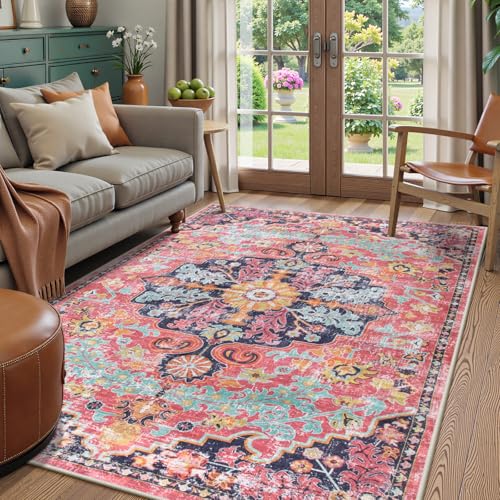 Reine 5x7 Boho Living Room Rug Colorful Bedroom Rug