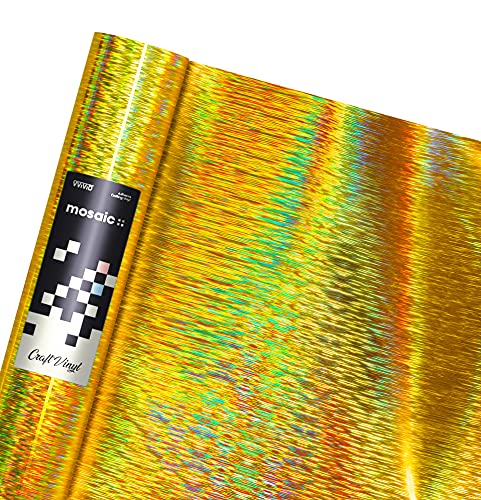 Mosaic+ Gold Brushed Holographic 1ft x 5ft Crafting Vinyl Crinkle
