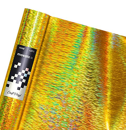 Mosaic+ Gold Brushed Holographic 1ft x 5ft Crafting Vinyl Crinkle