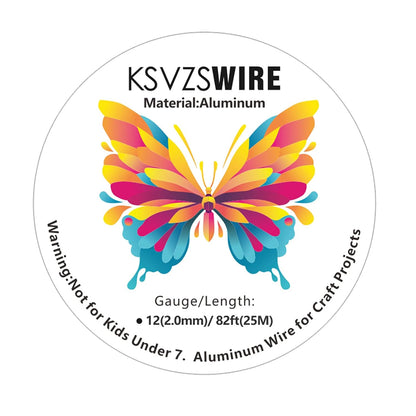 12 Gauge(2.0mm) Aluminum Wire 82 Feet(25M) KSVZS Bendable Metal Wire for Crafts, Sculpting, Armature, Jewelry Making【3-in-1】+18Gauge(1.0mm) 32.8Ft(10M)+1 Pliers(Silver)