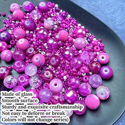 Assorted Glass Resin Beads Multi Size Colors Smooth Cracked Gravel Millet Spacer Beads for Bracelets Necklace Earring DIY Jewelry Making Craft