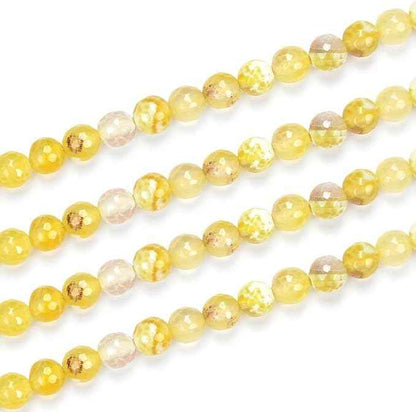 180pcs Adabele Natural Faceted Yellow Fire Agate Healing Gemstone 4mm (0.16 Inch) Small Round Loose Beads Gem Stone Spacer for DIY Craft Jewelry Making GH3-4