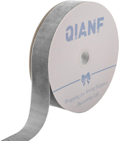 Velvet Ribbon, 1 1/2-Inch by 25-Yard Spool (Silver) - Crafty Corner