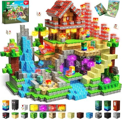 400 PCS Magnetic Blocks with Light Up Blocks (400 Count)