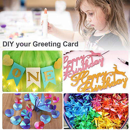 50 Sheets Shiny Origami Paper 10 Color Square Iridescent Origami Paper (50 Count )