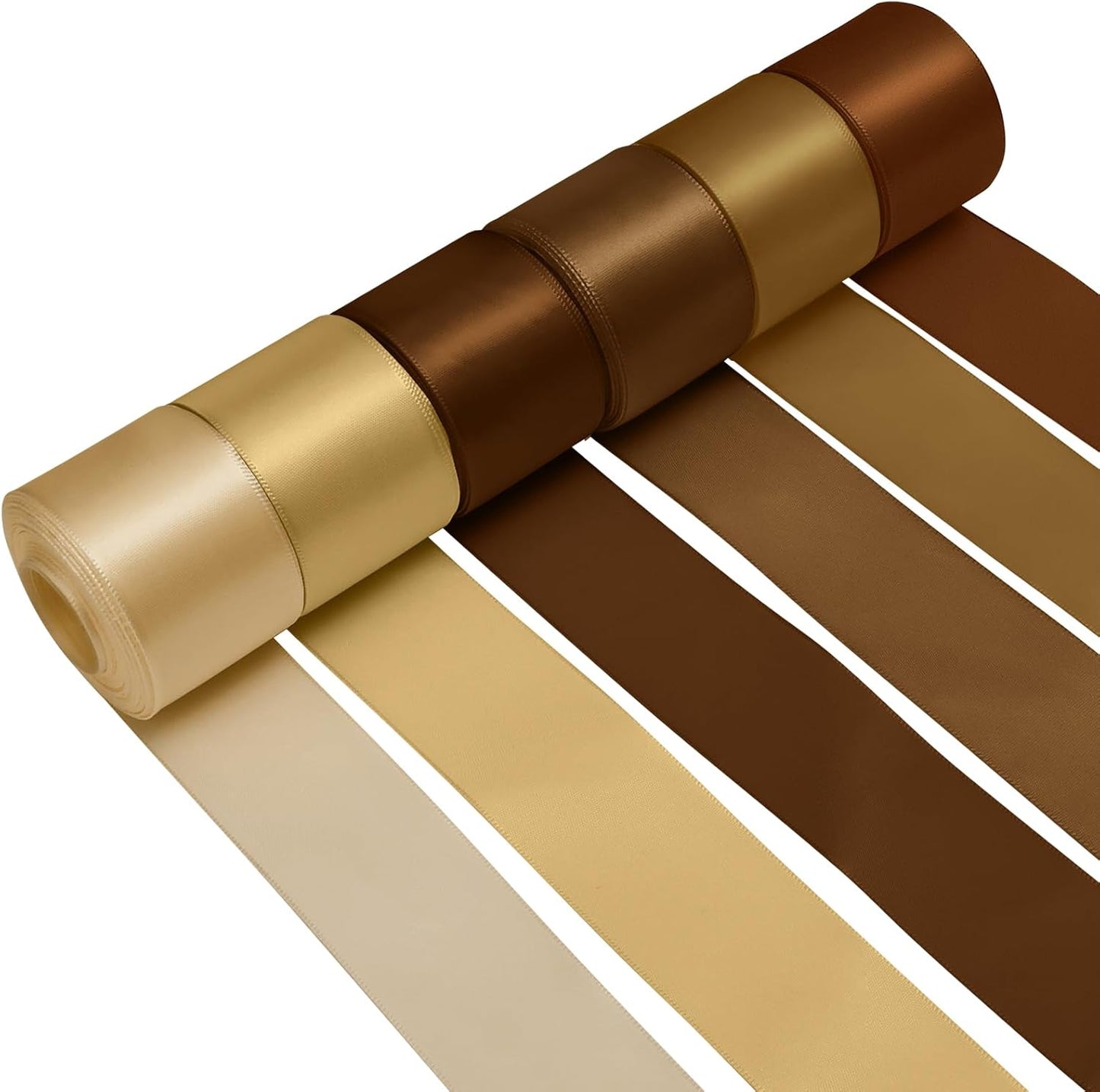 1-1/2 Inch Brown Satin Ribbons for Crafts, 6 Rolls Single-Faced Brown Assorted Ribbons for Gift Wrapping Flower Bouquet Wedding Invitations Bridal Shower Hair Bows Garland Party Decor - Crafty Corner