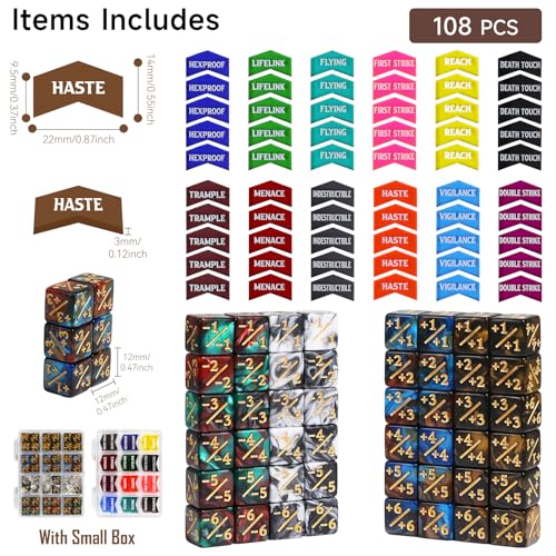 108PCS 12mm MTG Counter Dice +1