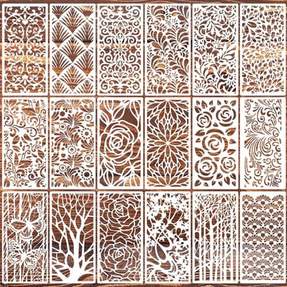 Stencils for Crafts Reusable Art Stencils for Painting 8"x4" (18 Count)