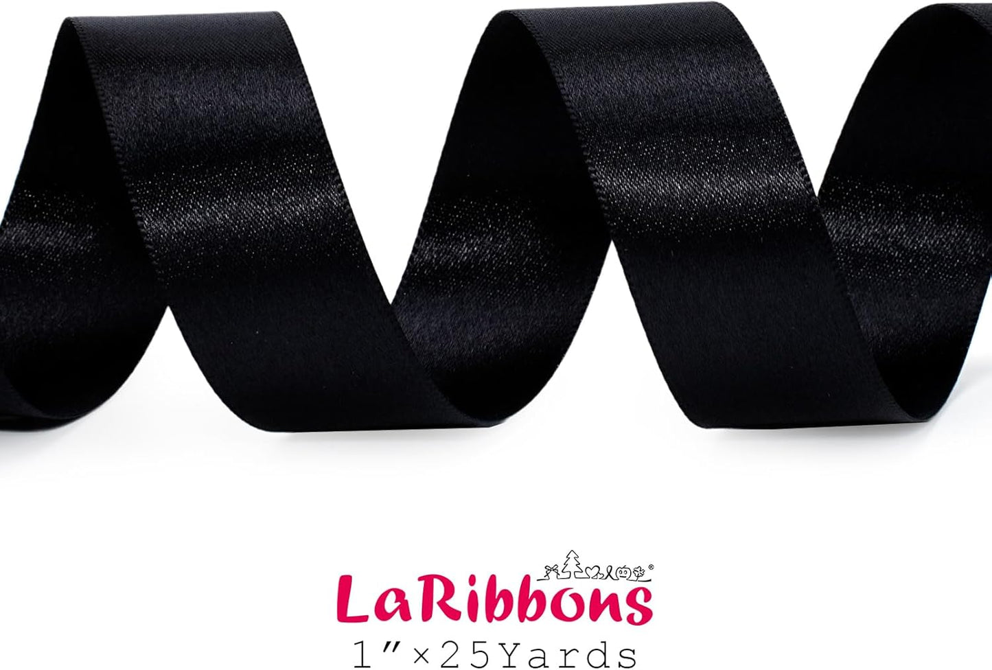 LaRibbons Black Satin Ribbon 1 Inch 50 Yards Luxury Double Faced Red Silk Ribbon for Flower Bouquet Crafts Gift Wrapping Bow Christmas Decoration - Crafty Corner
