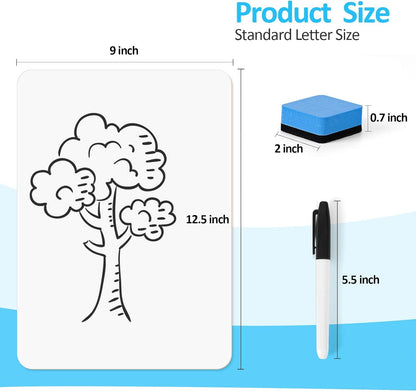 Dry Erase LapBoards, PANDRI 6 Pack Double Sided 12.5 x 9 Inch Whiteboards with 6 Erasers and 6 Markers, Dry Erase Boards for Office Students Classroom Teacher Supplies