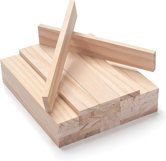 Wood Strips Slats Wooden Dowels for Crafts 1/4" × 1" × 6", 30 PCS Wood Trim Flat Lumber Boards Square Dowel Rods Wooden Sticks for Crafting, Woodworking, Model Making