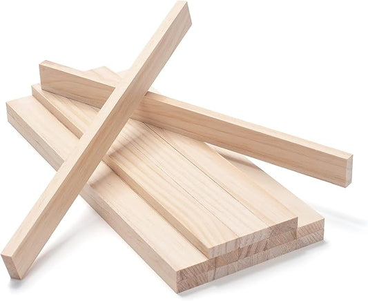 Wood Strips Slats Wooden Dowels for Crafts 3/8" × 1" × 12", 15 PCS Wood Trim Flat Lumber Boards Square Dowel Rods Wooden Sticks for Crafting, Woodworking, Model Making