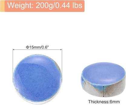 MECCANIXITY 200g Ceramic Mosaic Tiles for Crafts Bulk, Round Blue Ceramic Tiles for Mosaic Kits Garden Stepping Stone Cup Mat