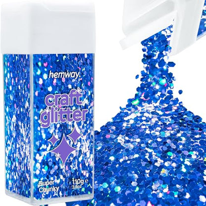 Craft Glitter Shaker Sapphire Blue Holographic 110g Super Chunky (3.9 Ounce)