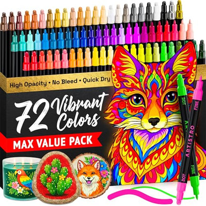 Dual Tip Acrylic Paint Marker Pens (72 Count)