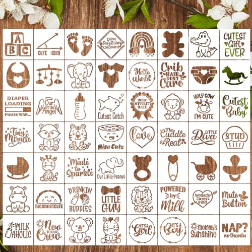 Baby Shower Stencils for Onesies 3" (56 Count)