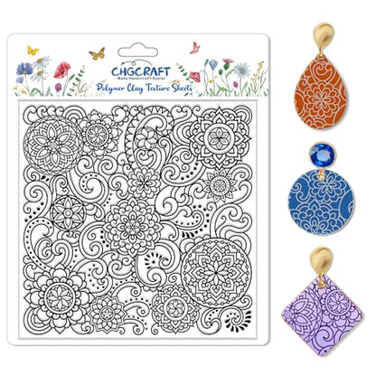Polymer Clay Texture Sheets Mandala Scroll Pattern 5.5x5.5In