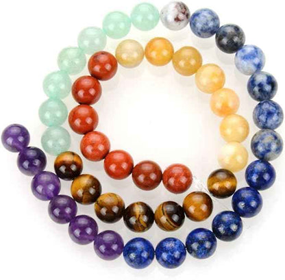120pcs Adabele Natural Multiple Gemstone Amethyst Lapis Lazuli Sodalite Aventurine Tiger Eye Yellow Jade Red Jasper 6mm (0.24 inch) Round Chakra Stone Beads GF35pcs-6