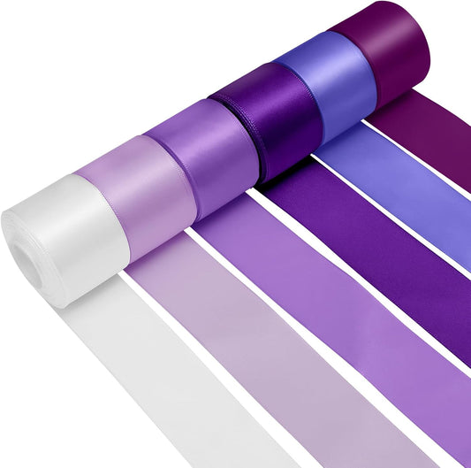 1-1/2 Inch Purple Satin Ribbons for Crafts, 6 Rolls Single-Faced Purple Assorted Ribbons for Gift Wrapping Flower Bouquet Wedding Invitations Bridal Shower Hair Bows Garland Party Decor - Crafty Corner