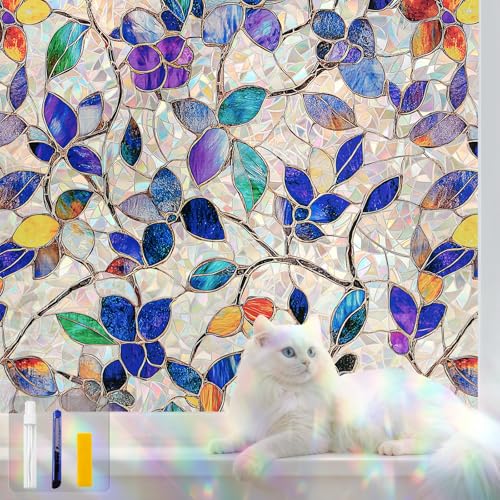 Stained Glass Window Privacy Film Decorative Rainbow Static Clings