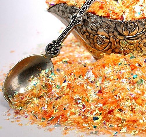 Golden Orange Iridescent Ice Flakes Glitter Flakes for Nail Art