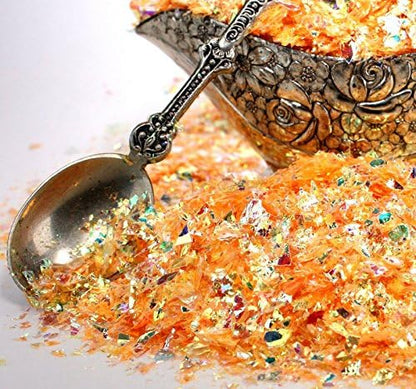 Golden Orange Iridescent Ice Flakes Glitter Flakes for Nail Art