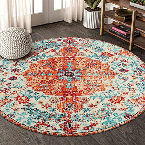 Bohemian Floral Medallion Round Rug
