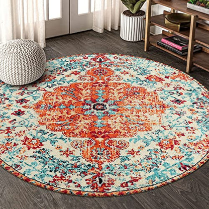 Bohemian Floral Medallion Round Rug