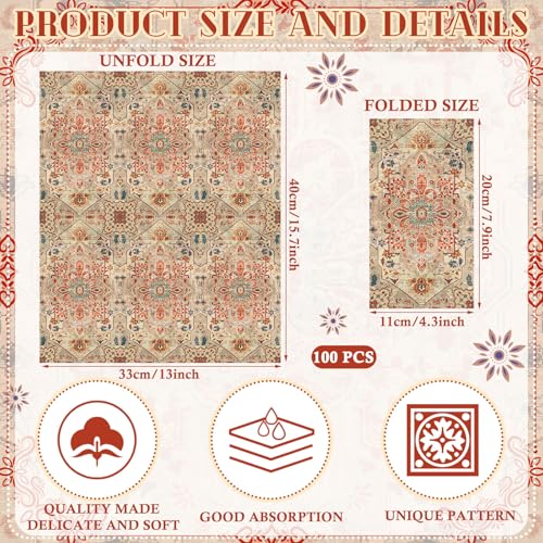 100 Pcs Boho Napkins Paper Guest Towels