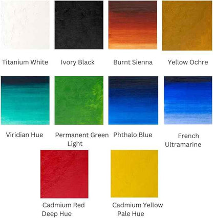 Winsor & Newton Winton Oil Color Paint, Starter Set, 10 x 37ml Tubes, 1.25 Fl Oz (Pack of 10)