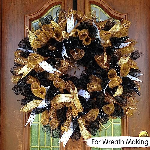 2 Rolls 10 Inch Black Decorative Mesh Ribbbon Rolls (60 Foot)