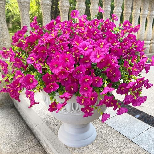 16 Artificial Flowers for Outdoors Fake Plants Outside Decoration (16 Count)