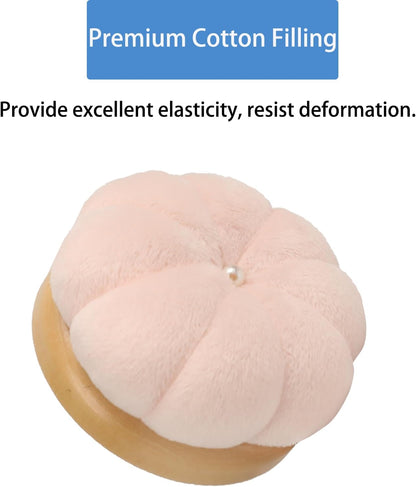 Hilltian Pin Cushion for Sewing, Wooden Base Sewing Pincushion with 100 Plastic Head Pins, Cute Pins Holder for Sewing Quilting (Light Pink)