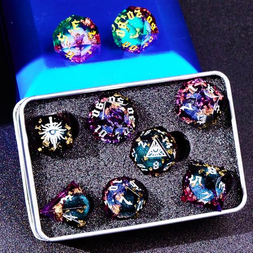 Black Eye of Mystery Liquid Core DND Dice Set (7 Count)