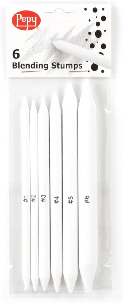 Pepy 6 PCS Blending Stumps for Drawing, Shading, Blending, Charcoal, Graphite, Colored Pencil, Pastel, Oil Pastel; Art Blenders for Paper Sketch Drawing