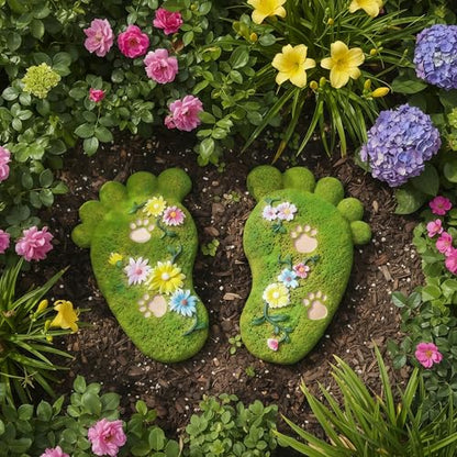 Outdoor Non Slip Stepping Stone Garden Decoration Stone Footprint Shape2PS (2 Count)