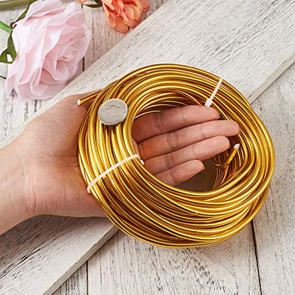 32.8 Feet 5mm Gold Aluminum Wire Bendable Metal Craft Wire for Beading Sculpting Jewelry Making (32.8 Foot)