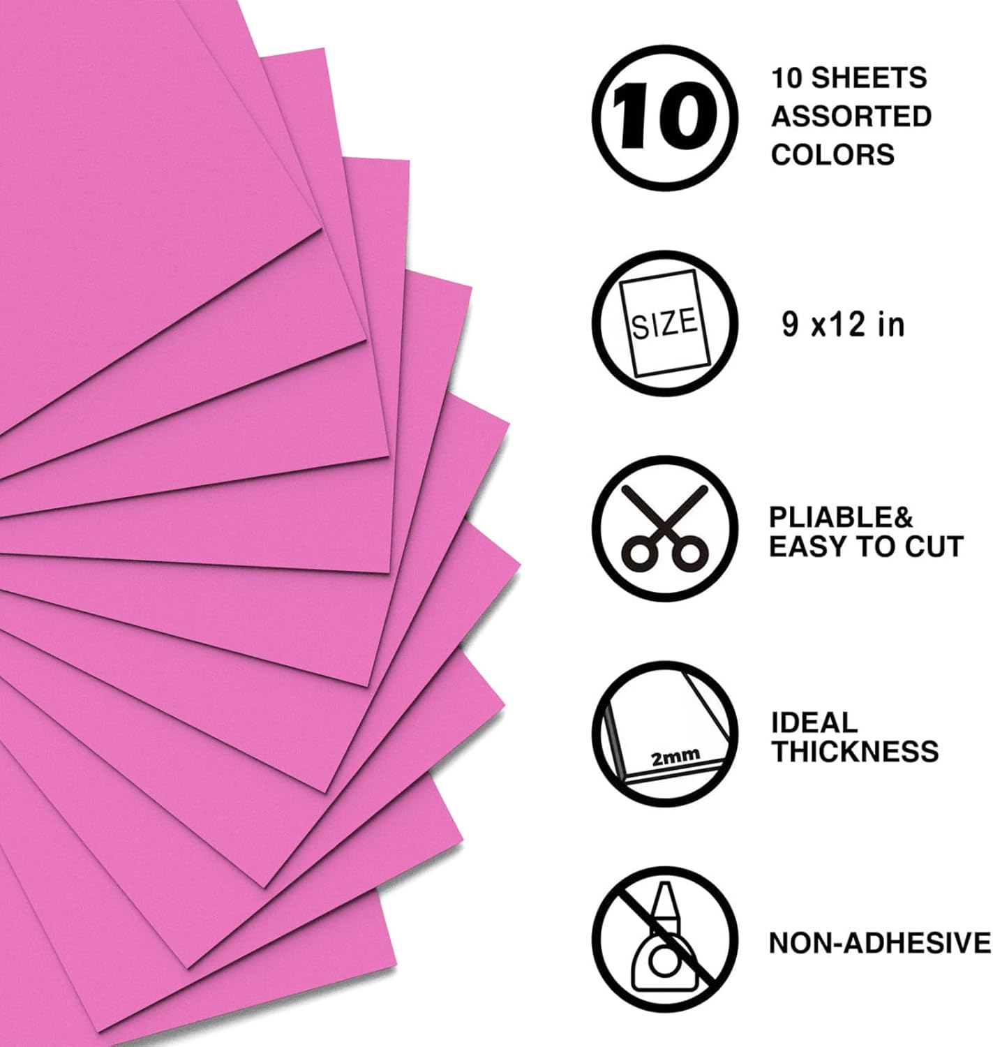 MEARCOOH Pink Foam Sheets Crafts 9x12 Inch 2mm Eva Color Craft Foam Paper for Crafts Project Preschoolers Classroom Scrapbooking Valentine Cards(10 Sheets) - Crafty Corner